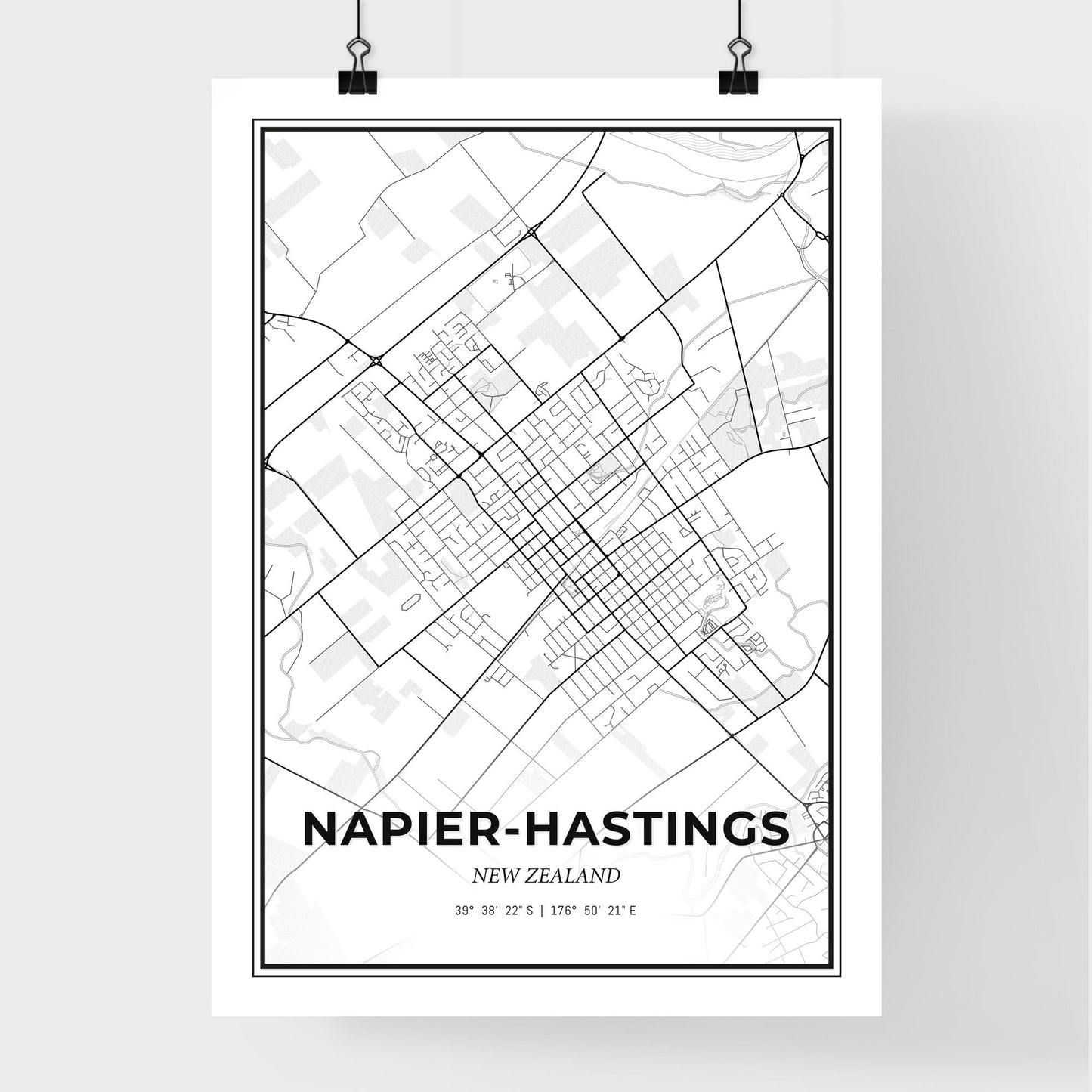 Napier-Hastings New Zealand - Premium City Map Poster