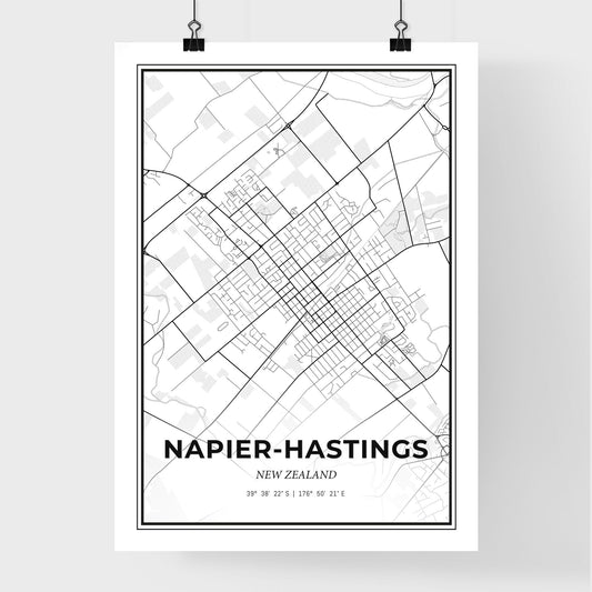 Napier-Hastings New Zealand - Premium City Map Poster