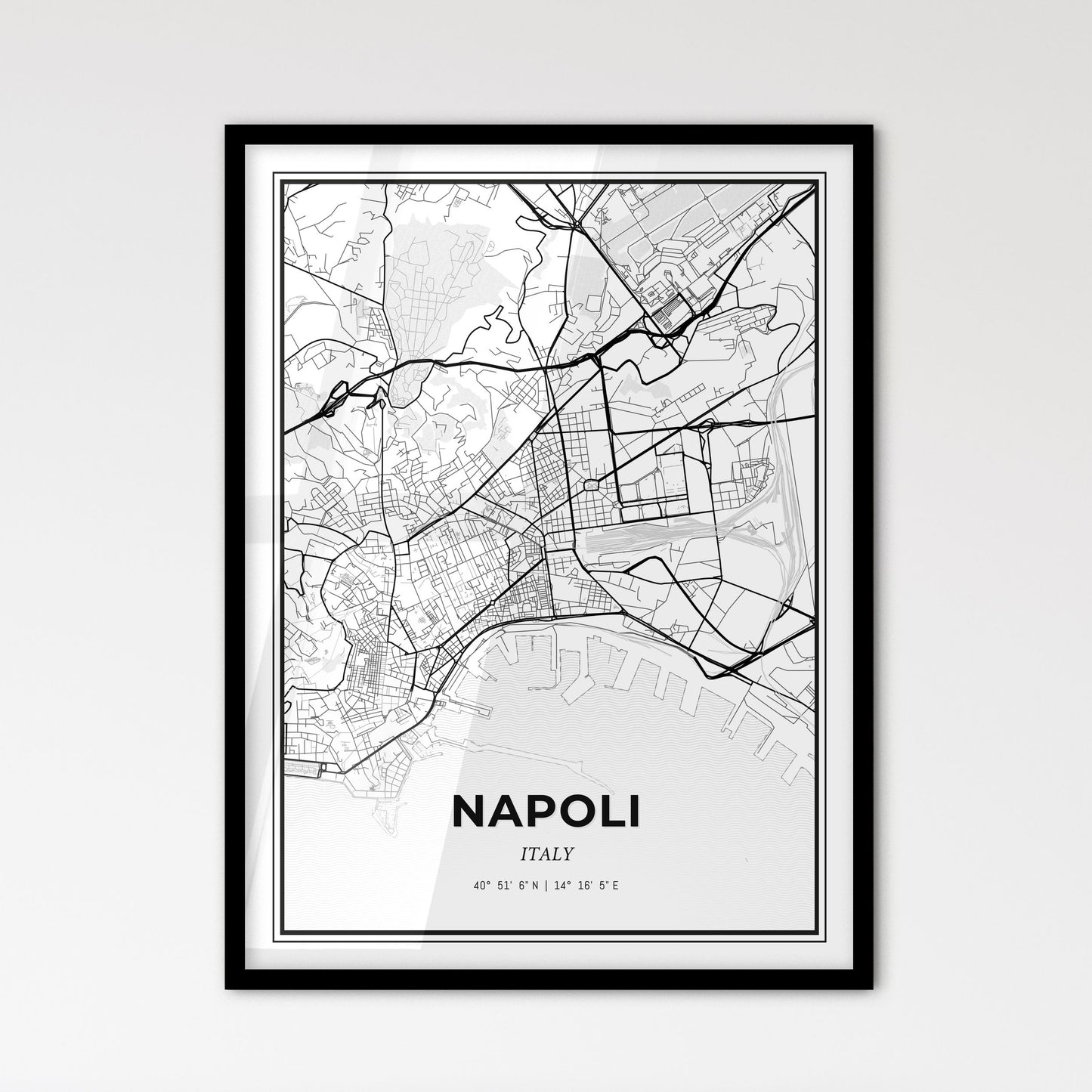 Naples Italy - Scandinavian Style City Map for Modern Home Decor