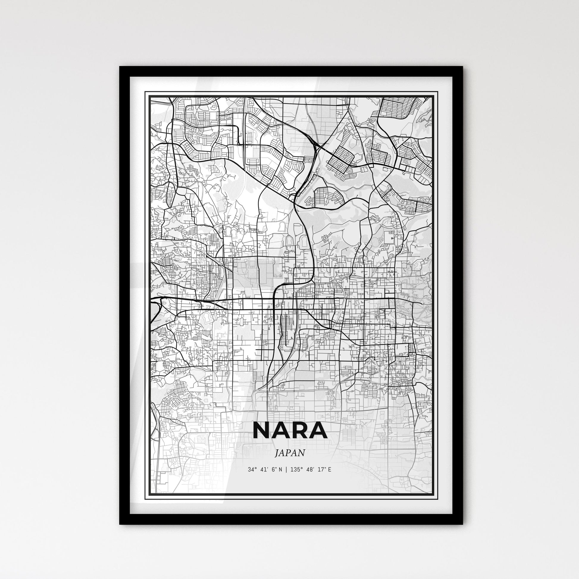Nara Japan - Scandinavian Style City Map for Modern Home Decor