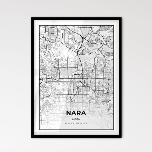 Nara Japan - Scandinavian Style City Map for Modern Home Decor