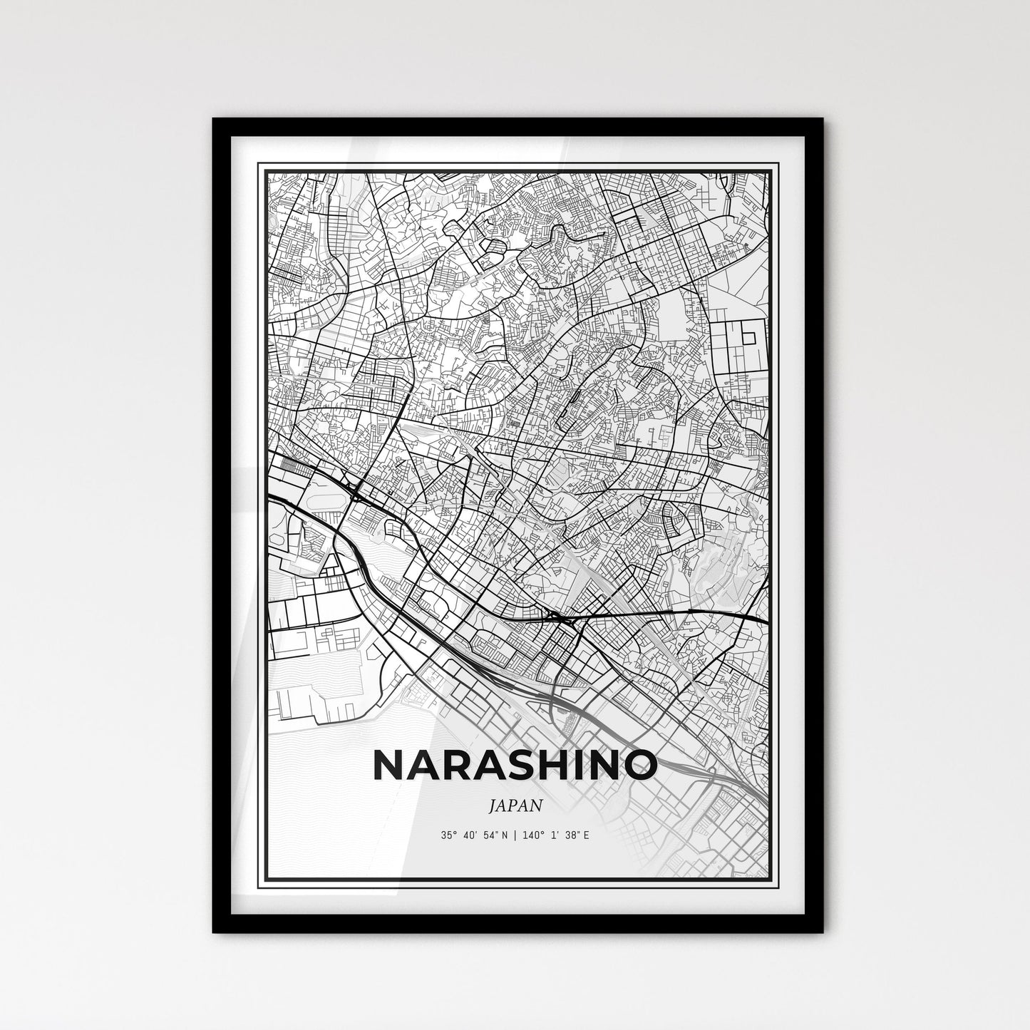 Narashino Japan - Scandinavian Style City Map for Modern Home Decor