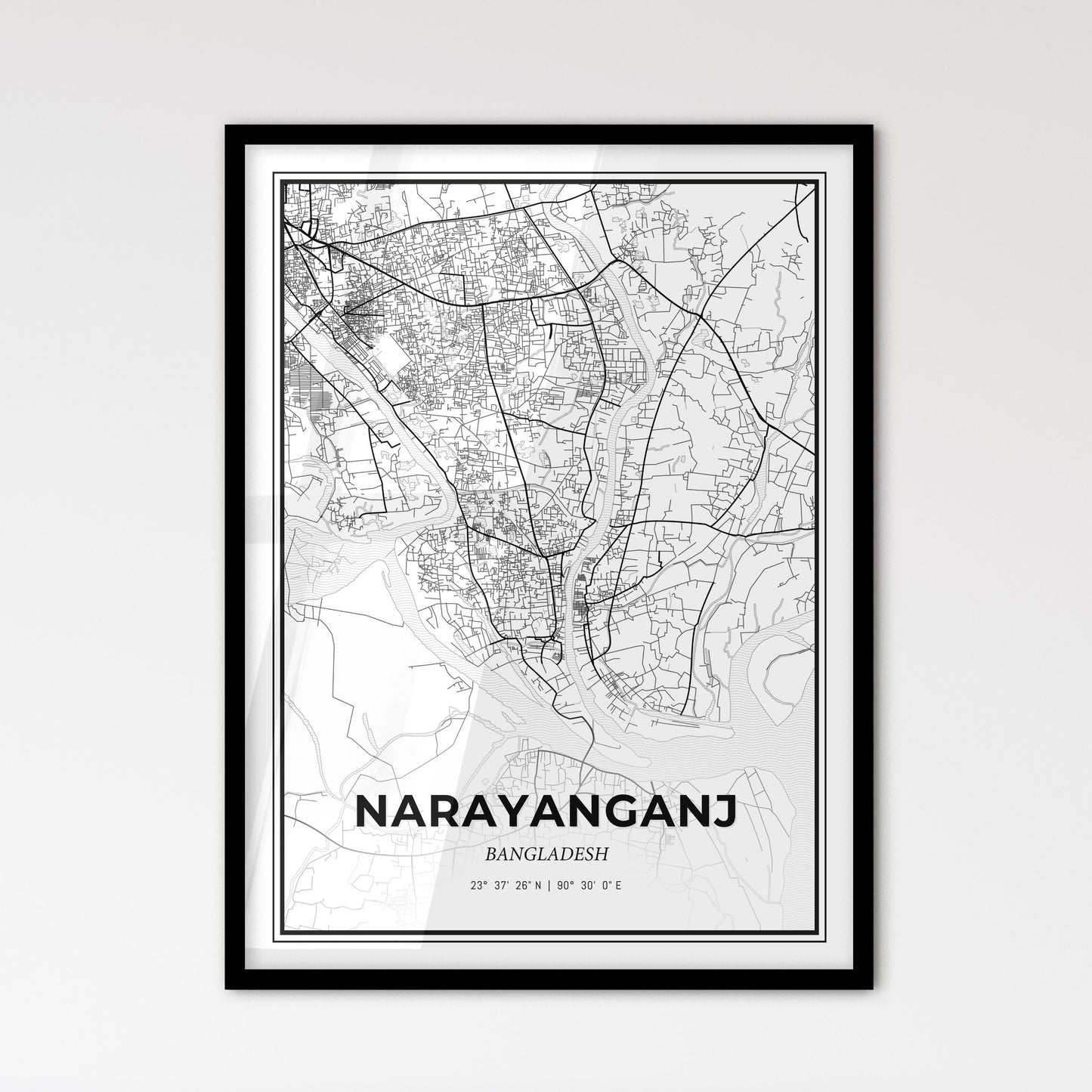 Narayanganj Bangladesh - Scandinavian Style City Map for Modern Home Decor
