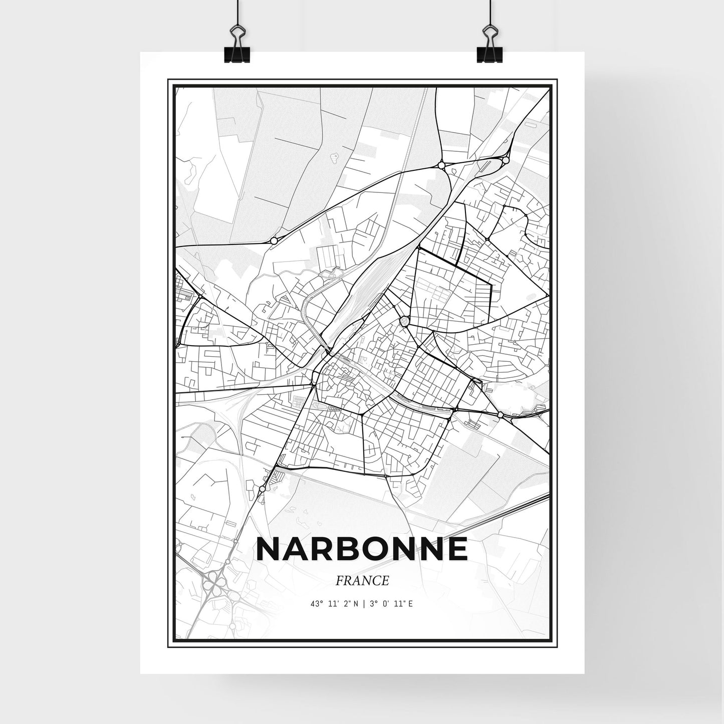 Narbonne France - Premium City Map Poster