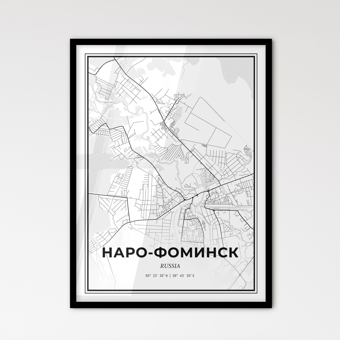 Naro-Fominsk Russia - Scandinavian Style City Map for Modern Home Decor