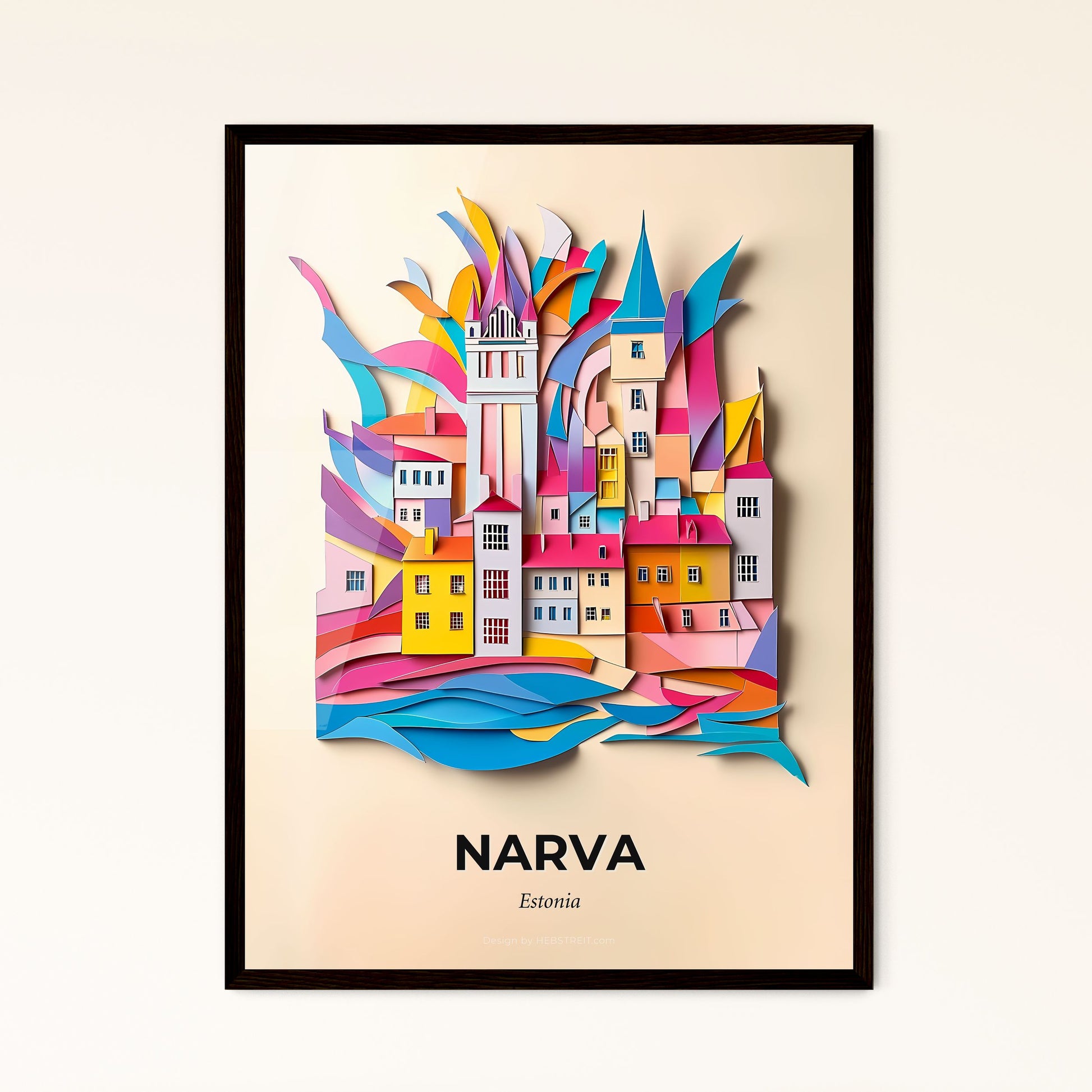 Vivid Narva, Estonia - a colorful city with a clock tower on top of it