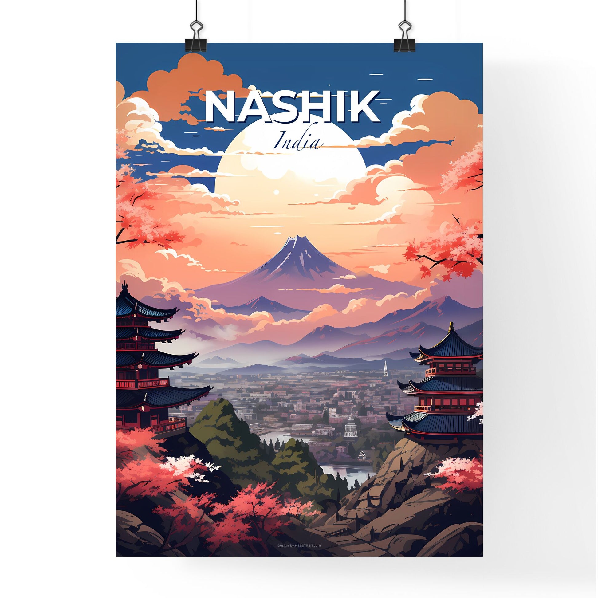 Nashik City Skyline Landscape Painting Panorama Artwork Digital Art Default Title