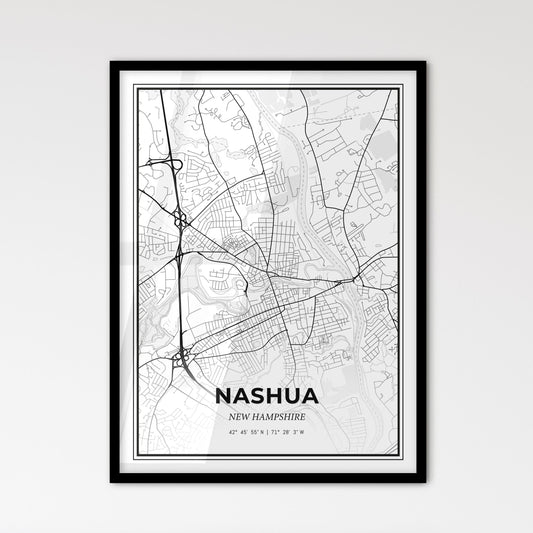 Nashua New Hampshire - Scandinavian Style City Map for Modern Home Decor