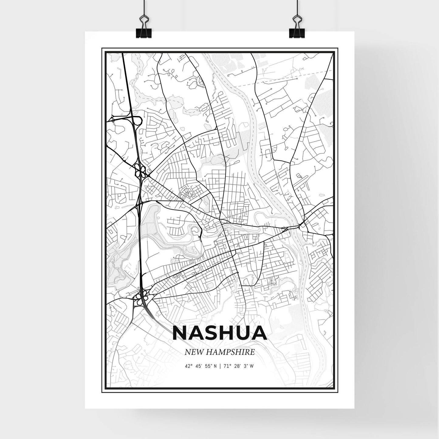 Nashua New Hampshire - Premium City Map Poster