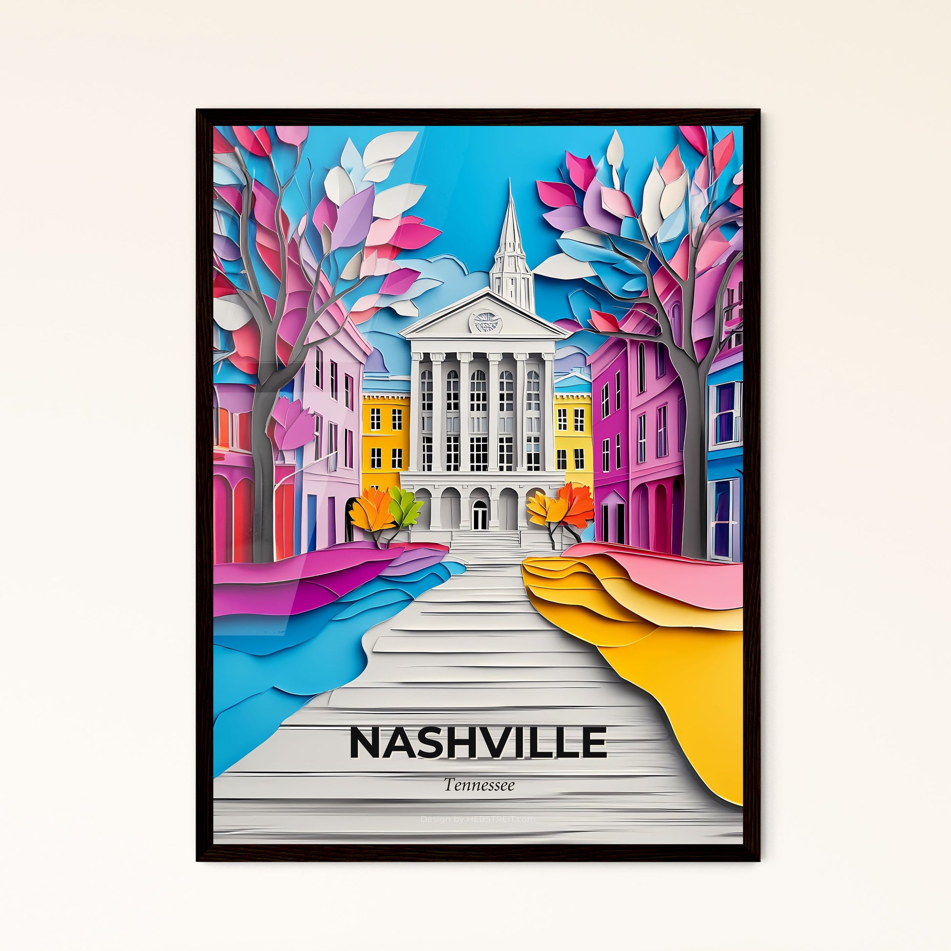 Vivid Nashville, Tennessee - a colorful city with a church and a person walking down the stairs