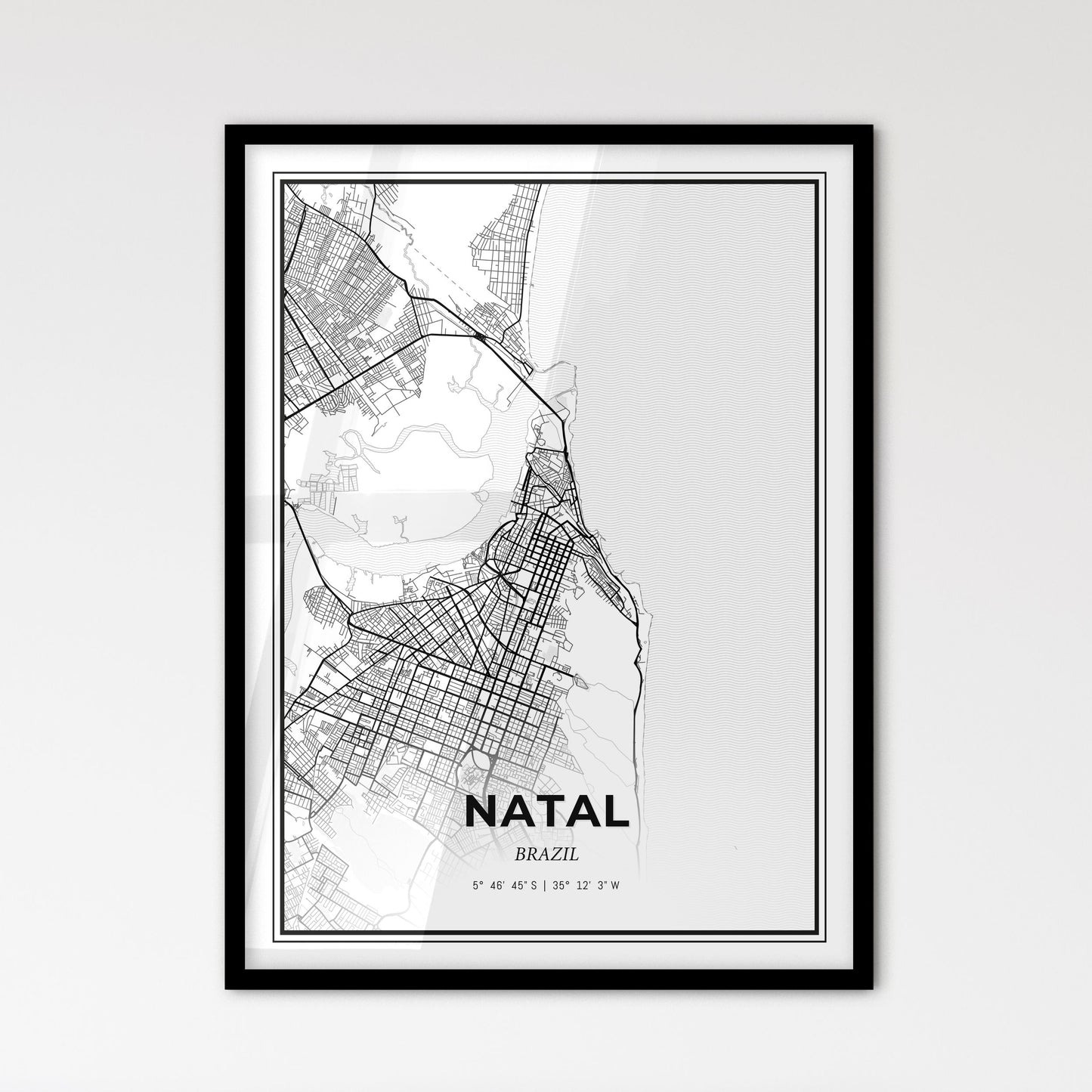 Natal Brazil - Scandinavian Style City Map for Modern Home Decor