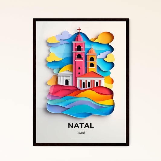 Vivid Natal, Brazil - a church with a steeple and a cross on top of it