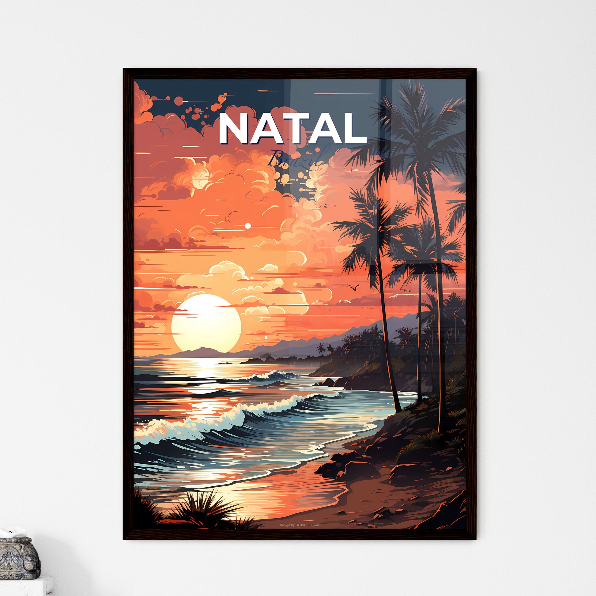 Sunset Over Natal Brazil Vibrant Painting Beach Skyline Artistic Default Title