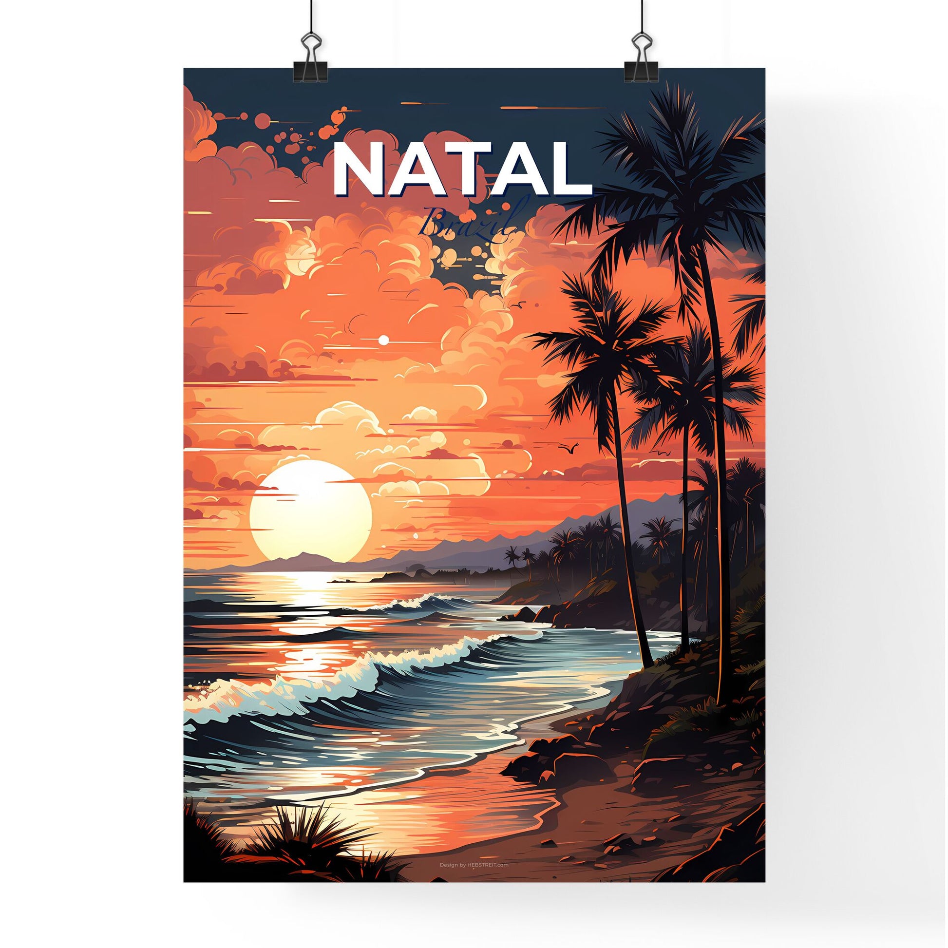 Sunset Over Natal Brazil Vibrant Painting Beach Skyline Artistic Default Title