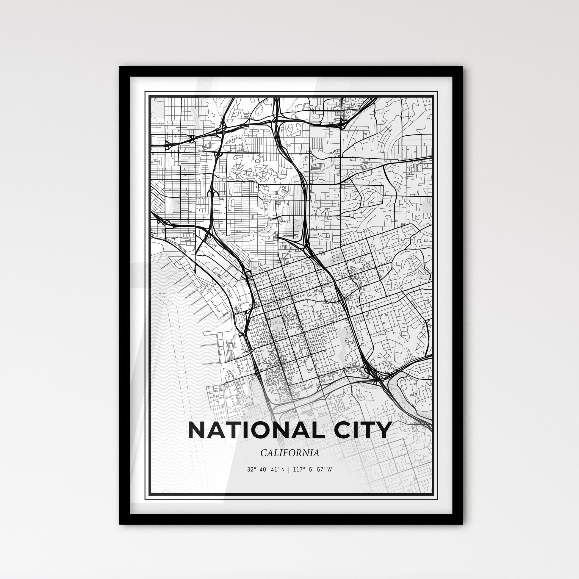 National City California - Scandinavian Style City Map for Modern Home Decor