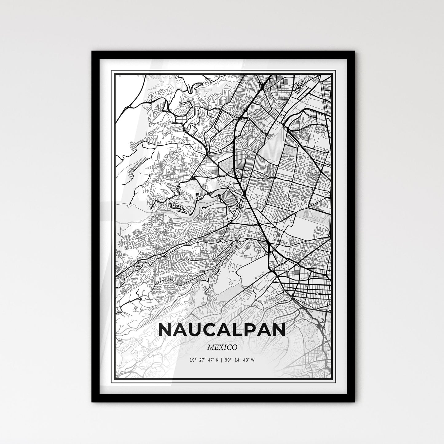 Naucalpan Mexico - Scandinavian Style City Map for Modern Home Decor