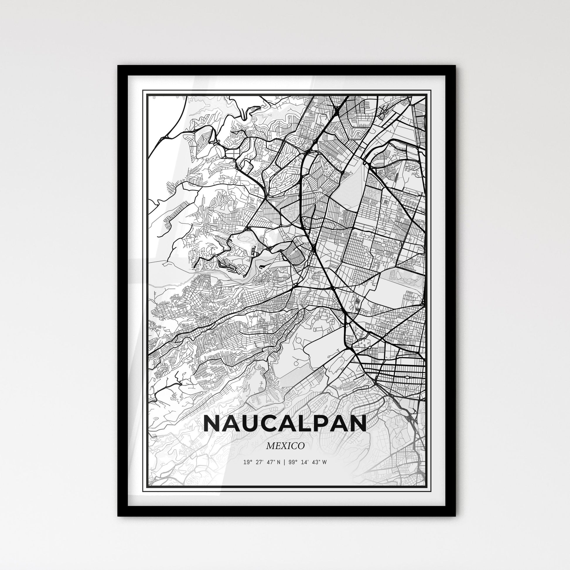 Naucalpan Mexico - Scandinavian Style City Map for Modern Home Decor