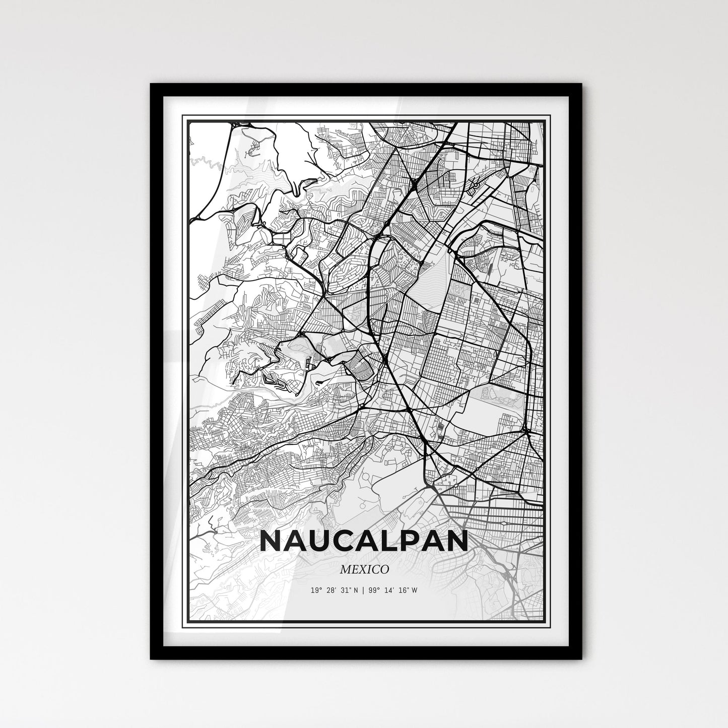 Naucalpan Mexico - Scandinavian Style City Map for Modern Home Decor