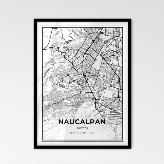 Naucalpan Mexico - Scandinavian Style City Map for Modern Home Decor