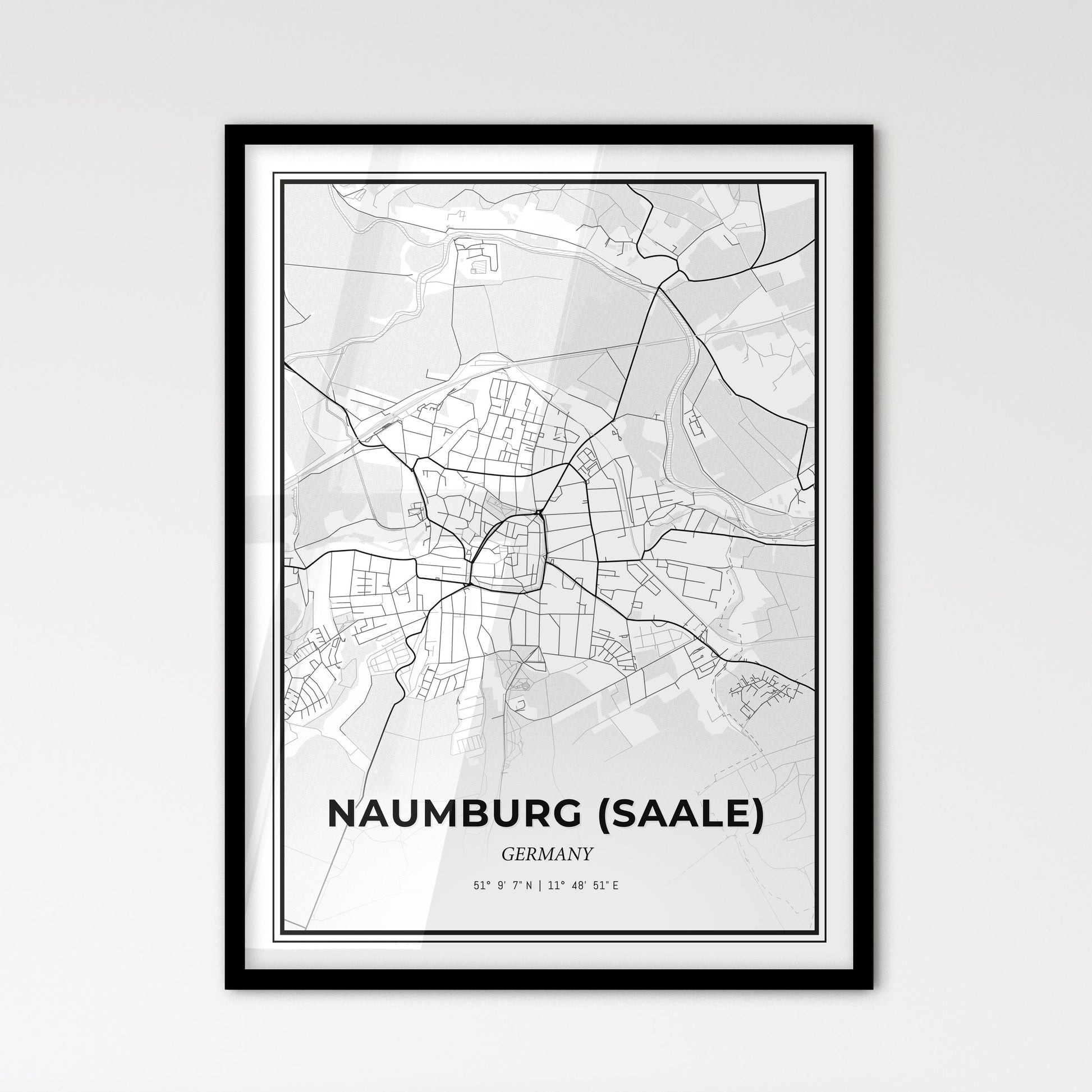 Naumburg (Saale) Germany - Scandinavian Style City Map for Modern Home Decor