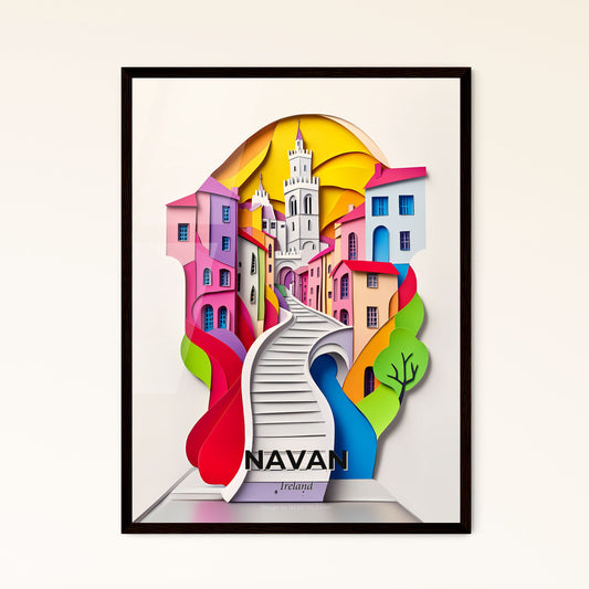 Vivid Navan, Ireland - a paper cut of a city with a staircase