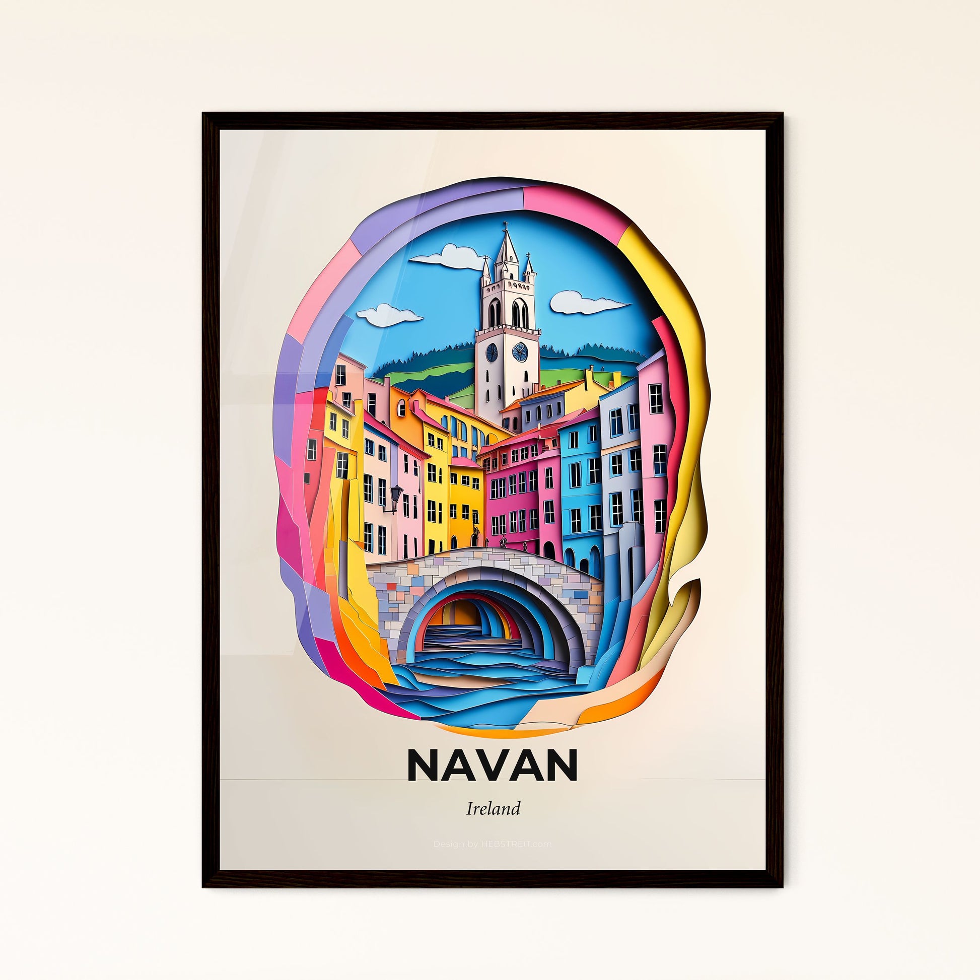 Vivid Navan, Ireland - a paper cut of a city with a bridge