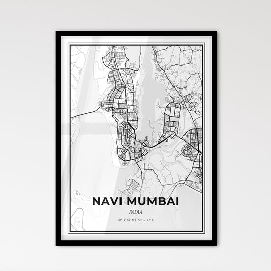 Navi Mumbai India - Scandinavian Style City Map for Modern Home Decor