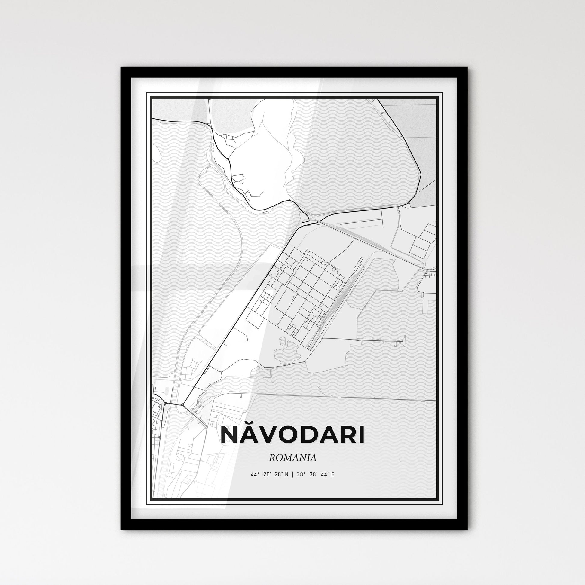 Năvodari Romania - Scandinavian Style City Map for Modern Home Decor