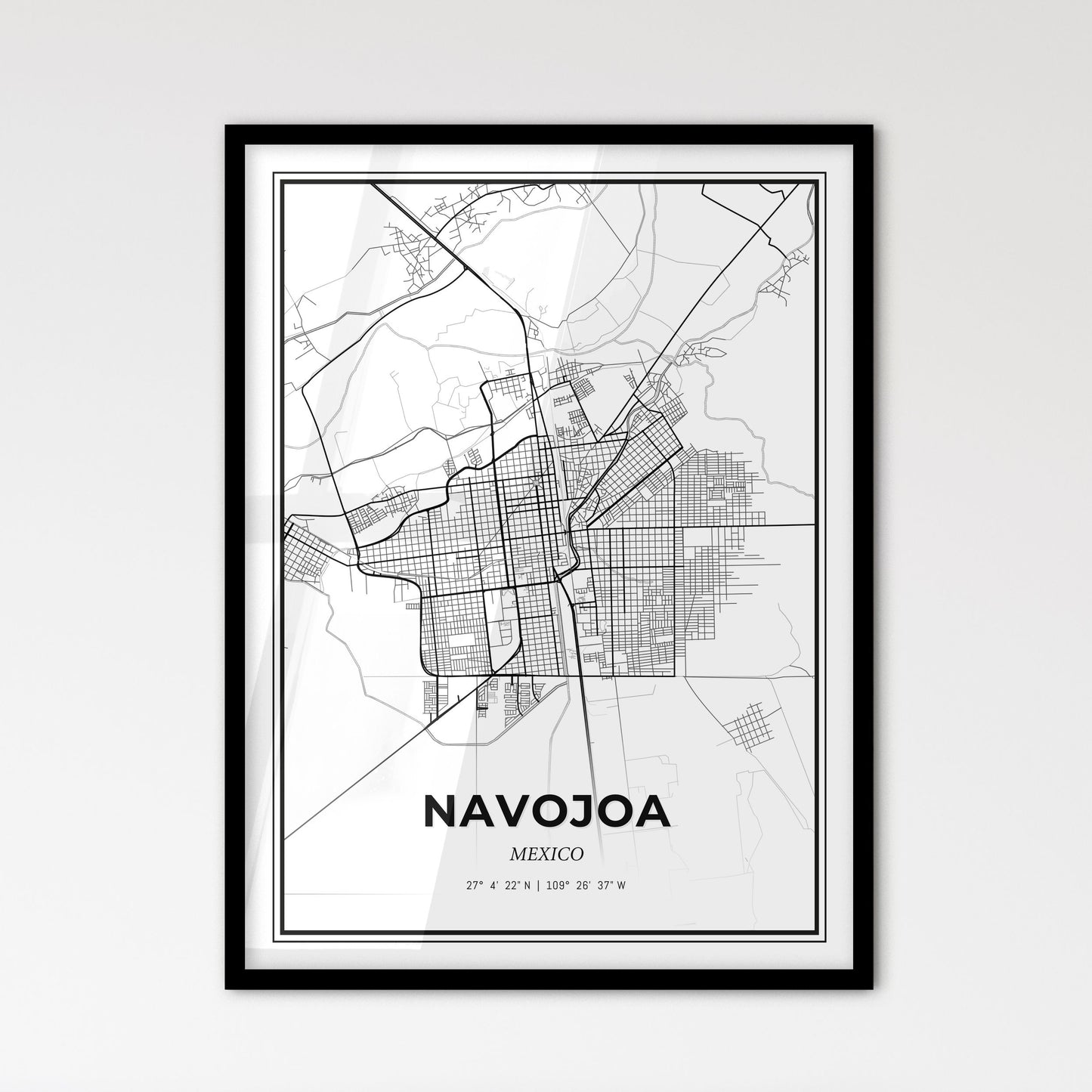Navojoa Mexico - Scandinavian Style City Map for Modern Home Decor