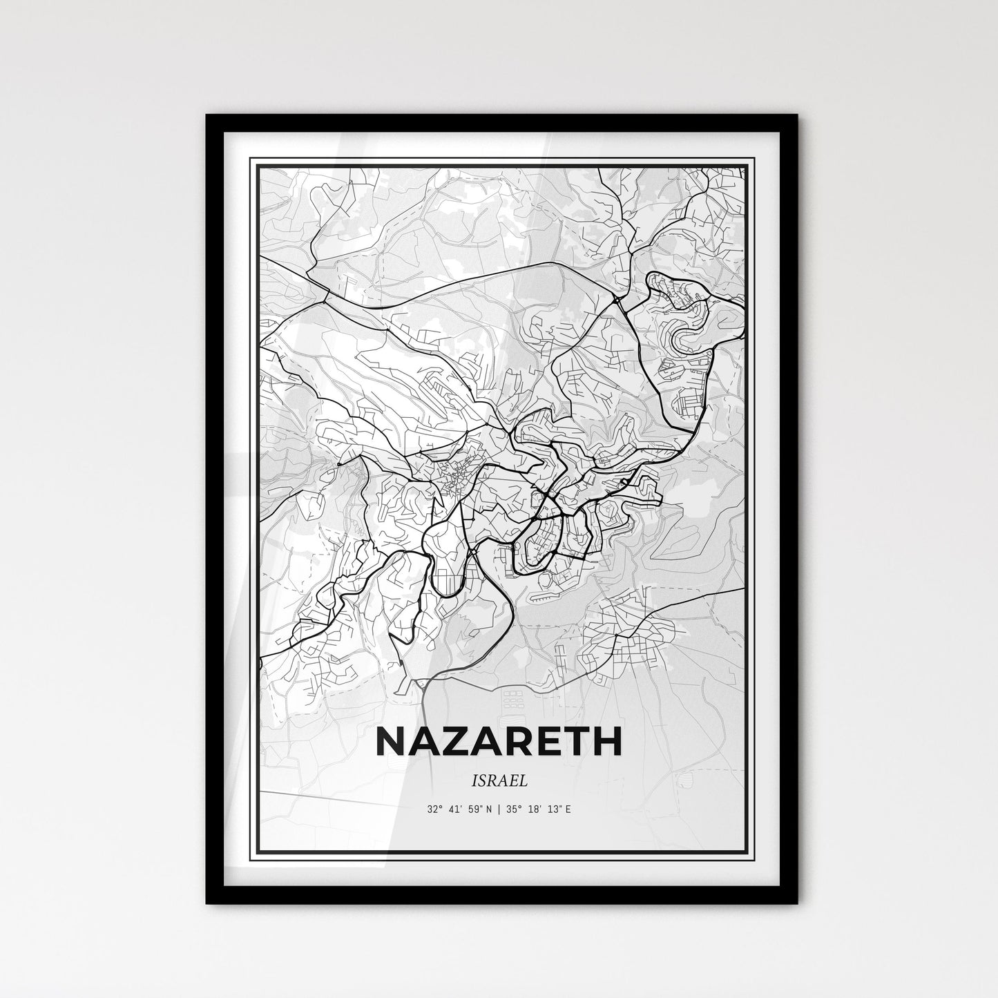 Nazareth Israel - Scandinavian Style City Map for Modern Home Decor