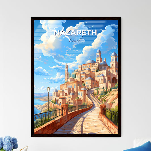Evocative Modern Art Painting Depicting the Vibrant City Skyline, Road to Nazareth, Israel Default Title