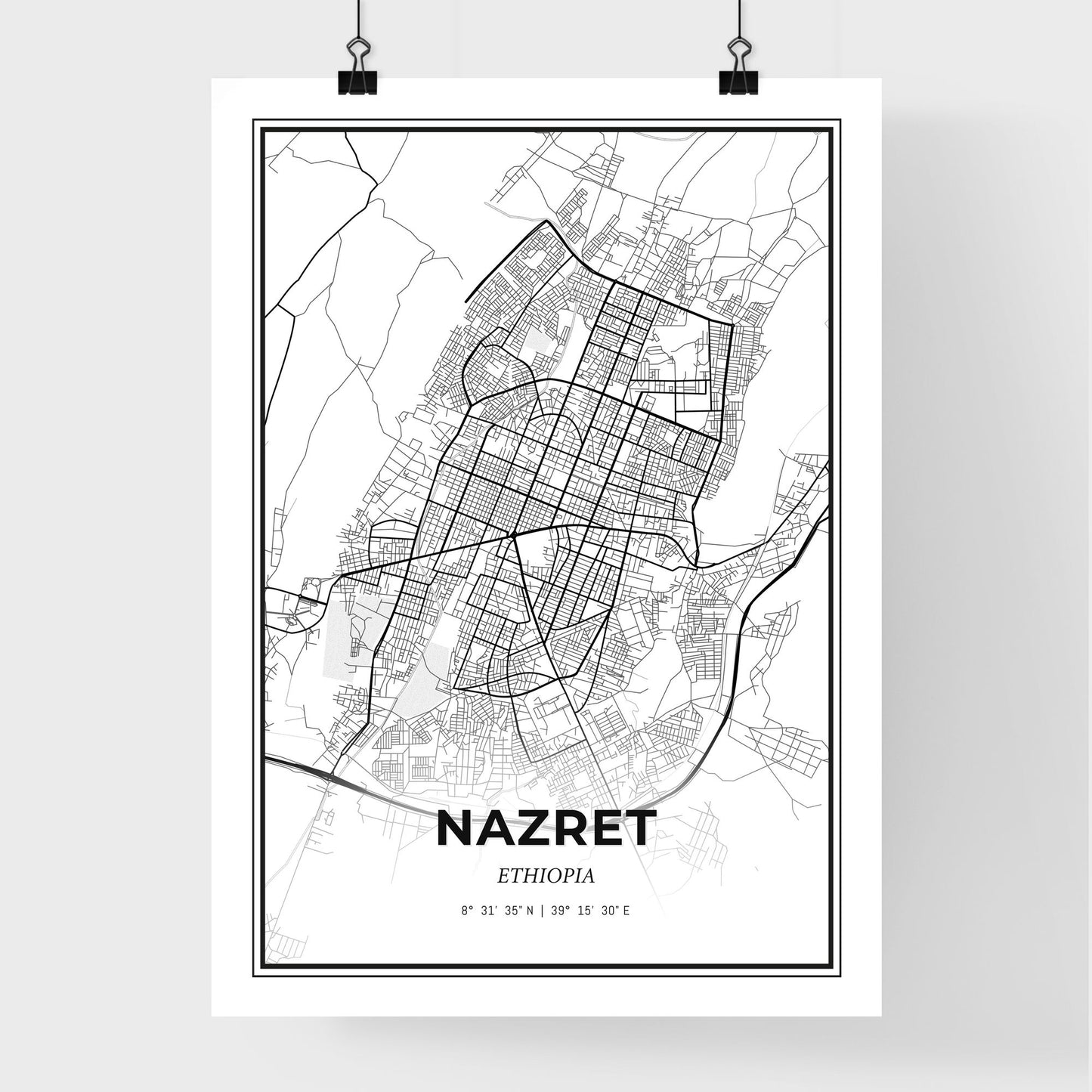 Nazret Ethiopia - Premium City Map Poster