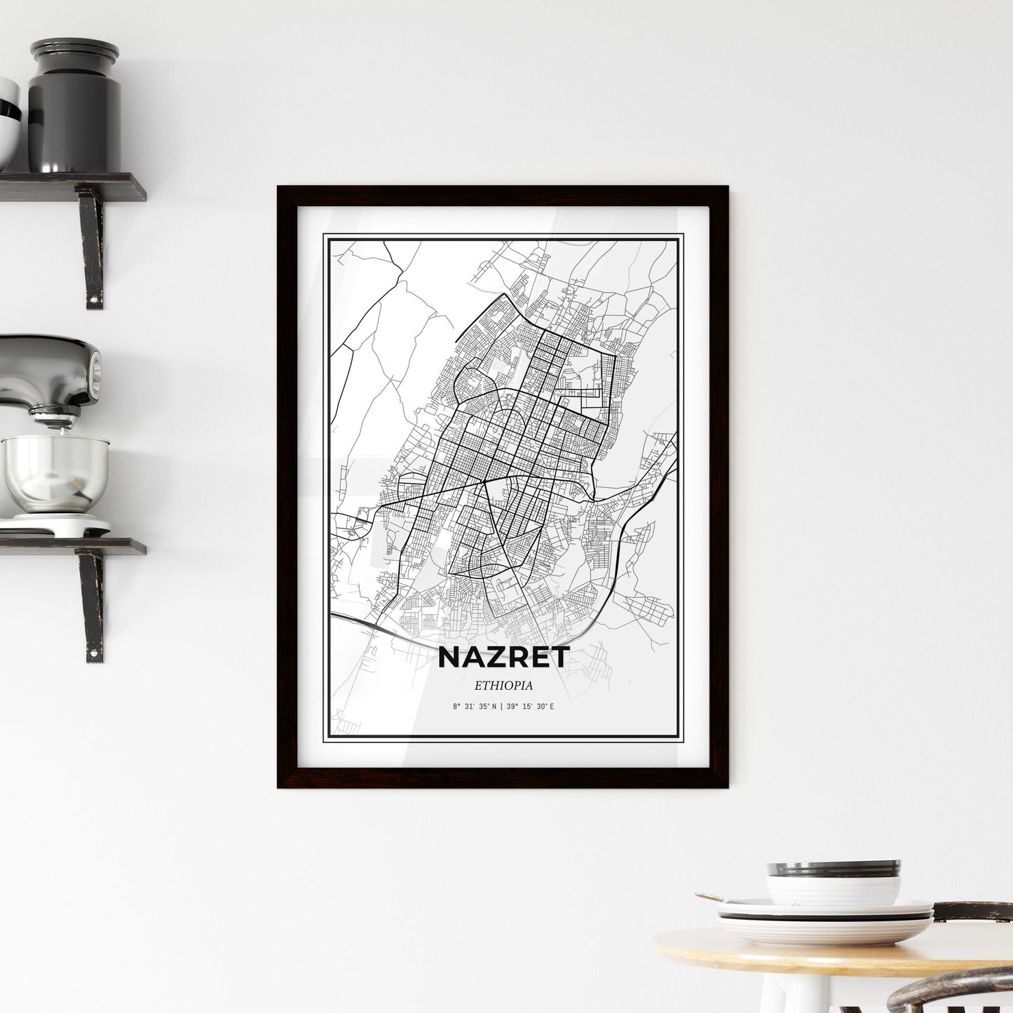 Nazret Ethiopia - Minimal City Map