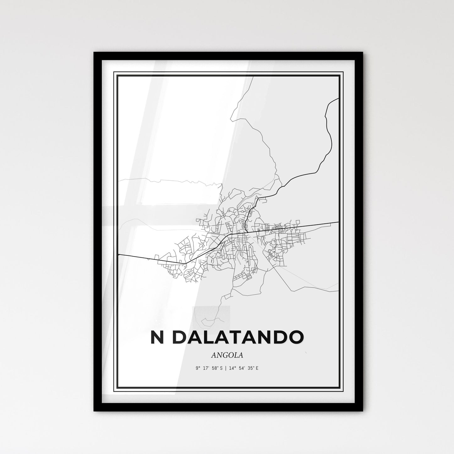 N dalatando Angola - Scandinavian Style City Map for Modern Home Decor