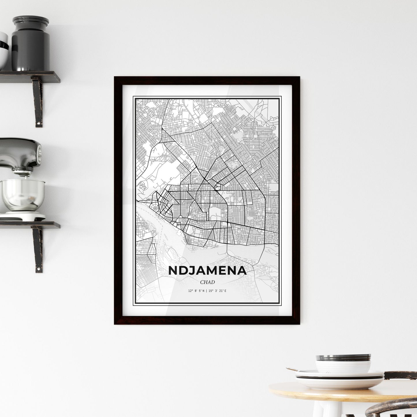 NDjamena Chad - Minimal City Map