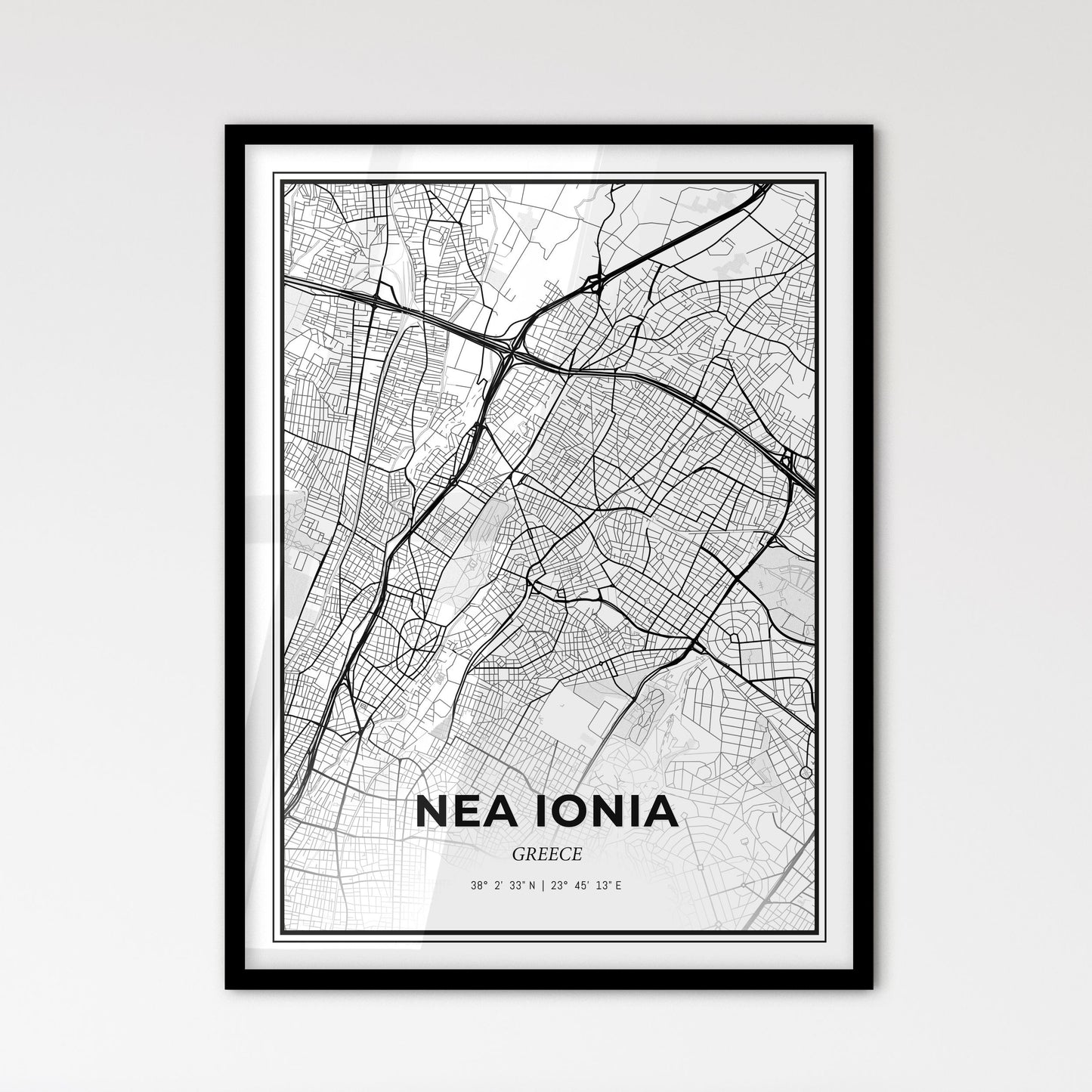 Nea Ionia Greece - Scandinavian Style City Map for Modern Home Decor