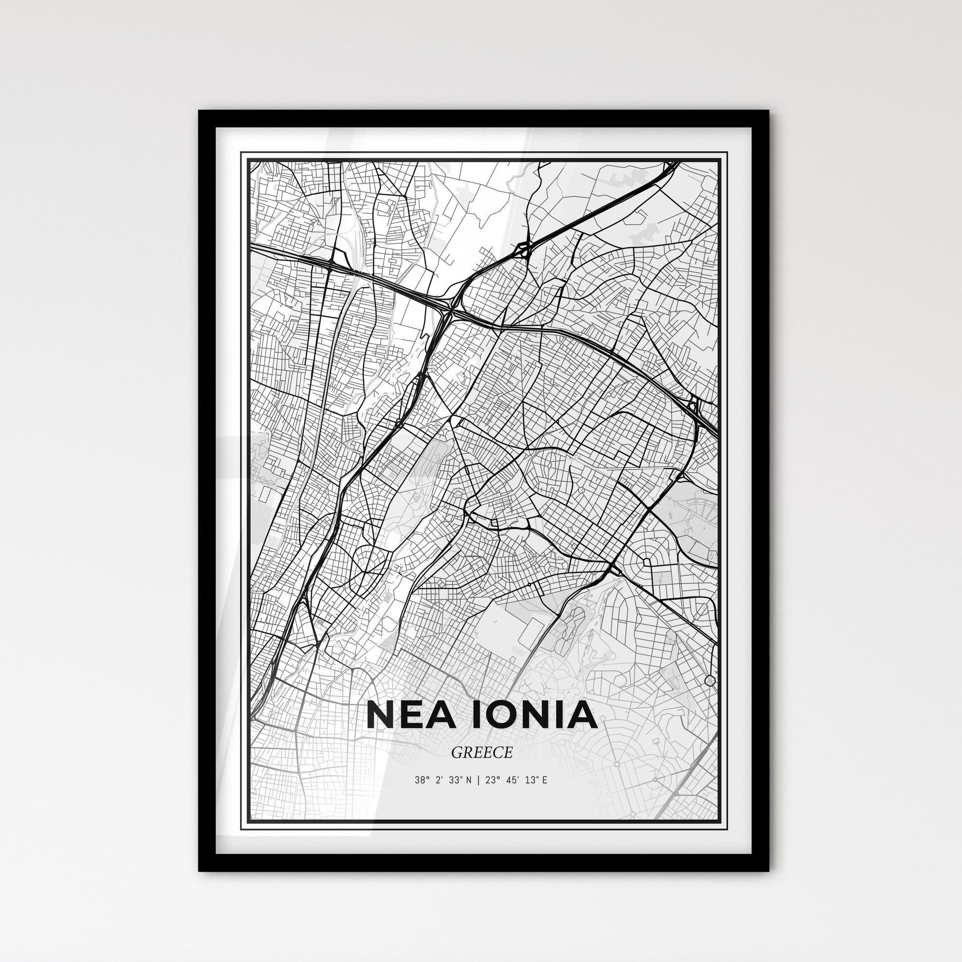 Nea Ionia Greece - Scandinavian Style City Map for Modern Home Decor