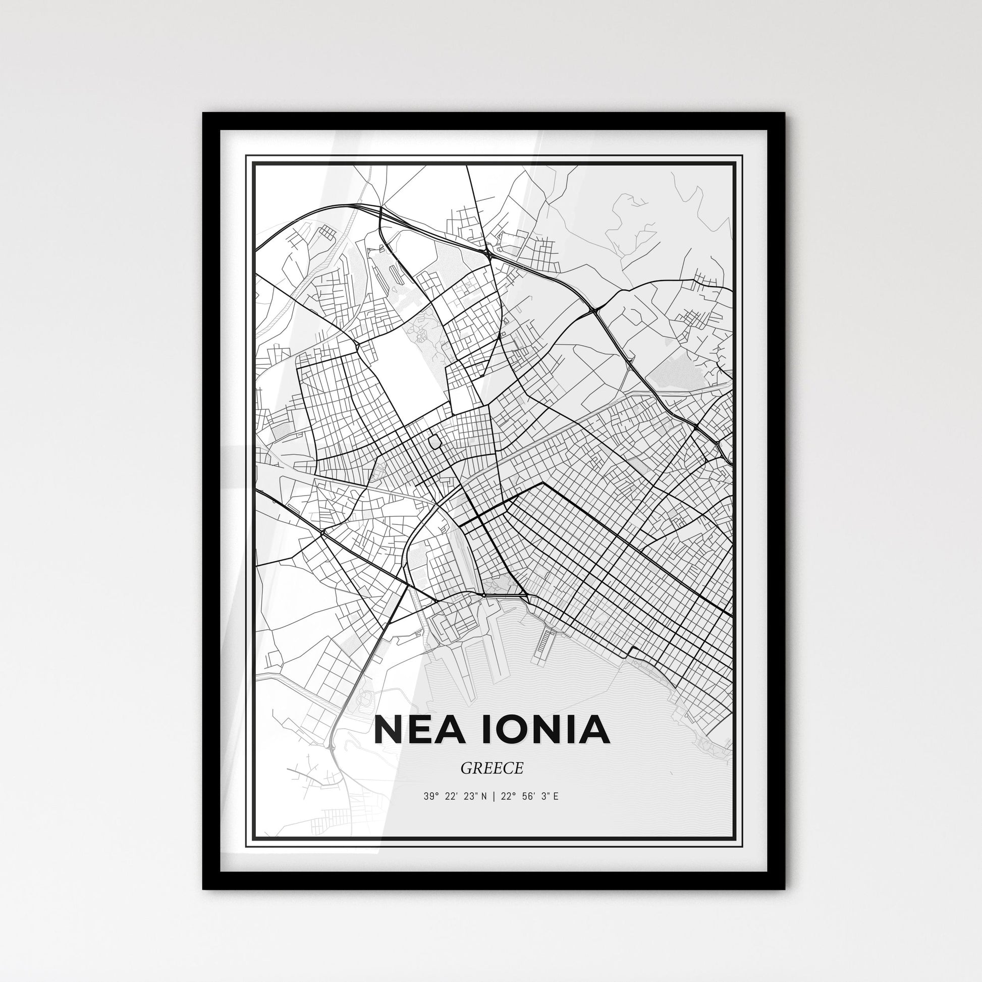 Nea Ionia Greece - Scandinavian Style City Map for Modern Home Decor