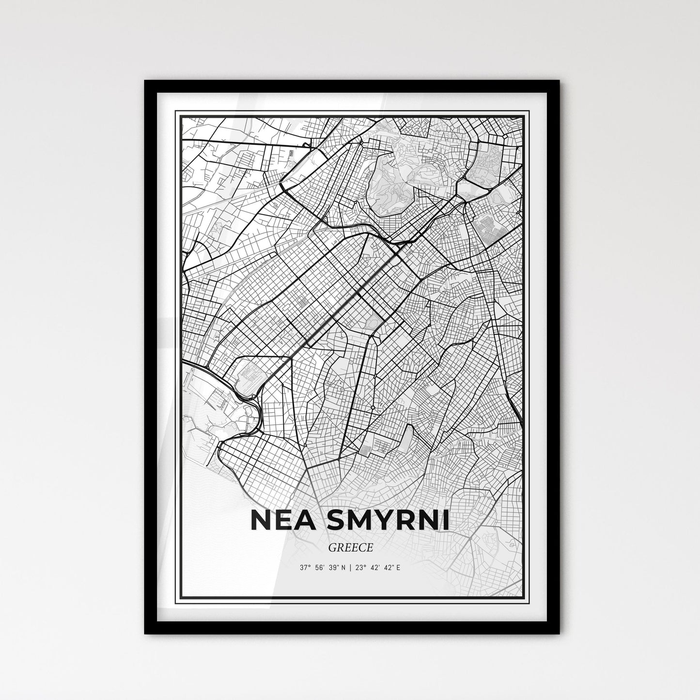 Nea Smyrni Greece - Scandinavian Style City Map for Modern Home Decor