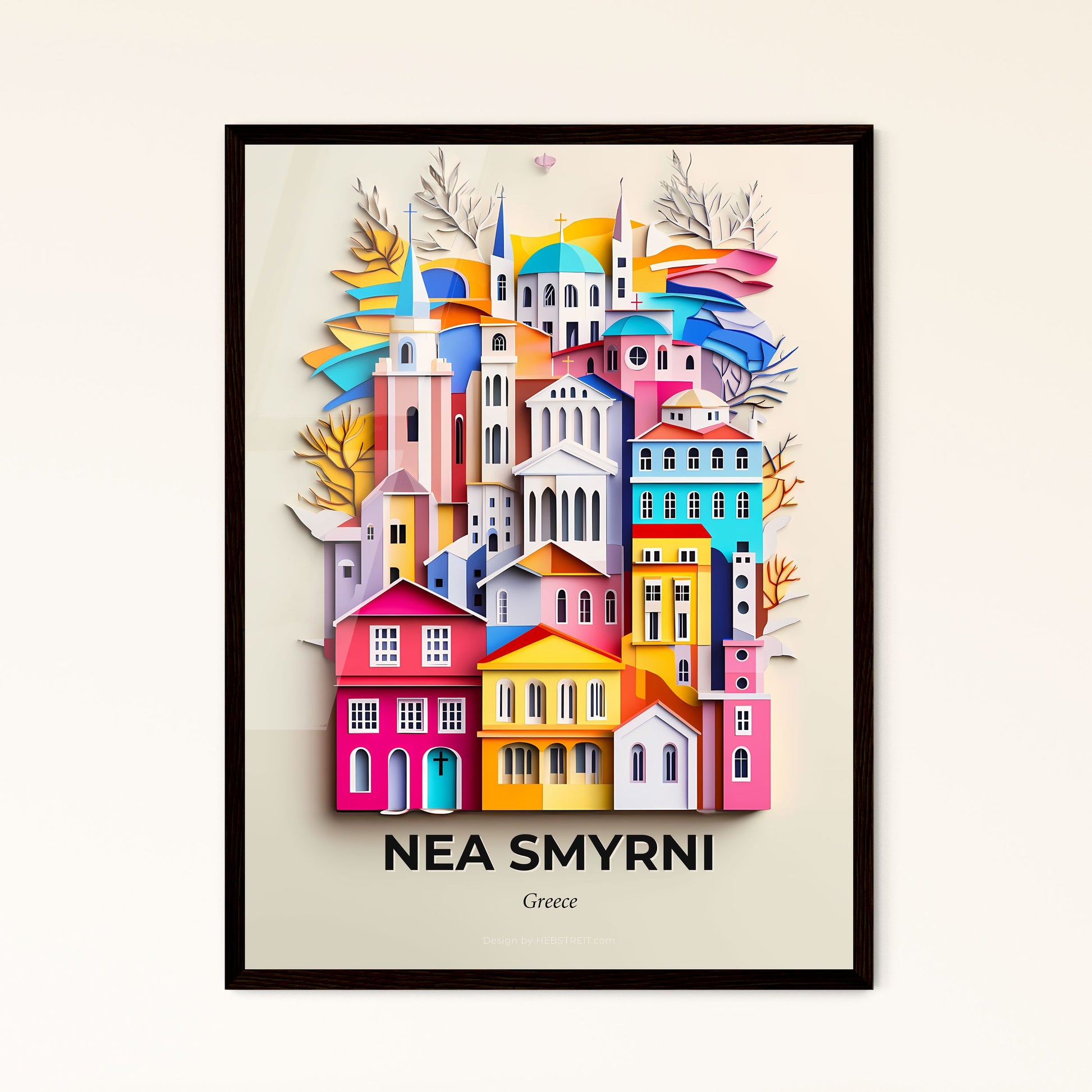 Vivid Nea Smyrni, Greece - a city with a clock tower