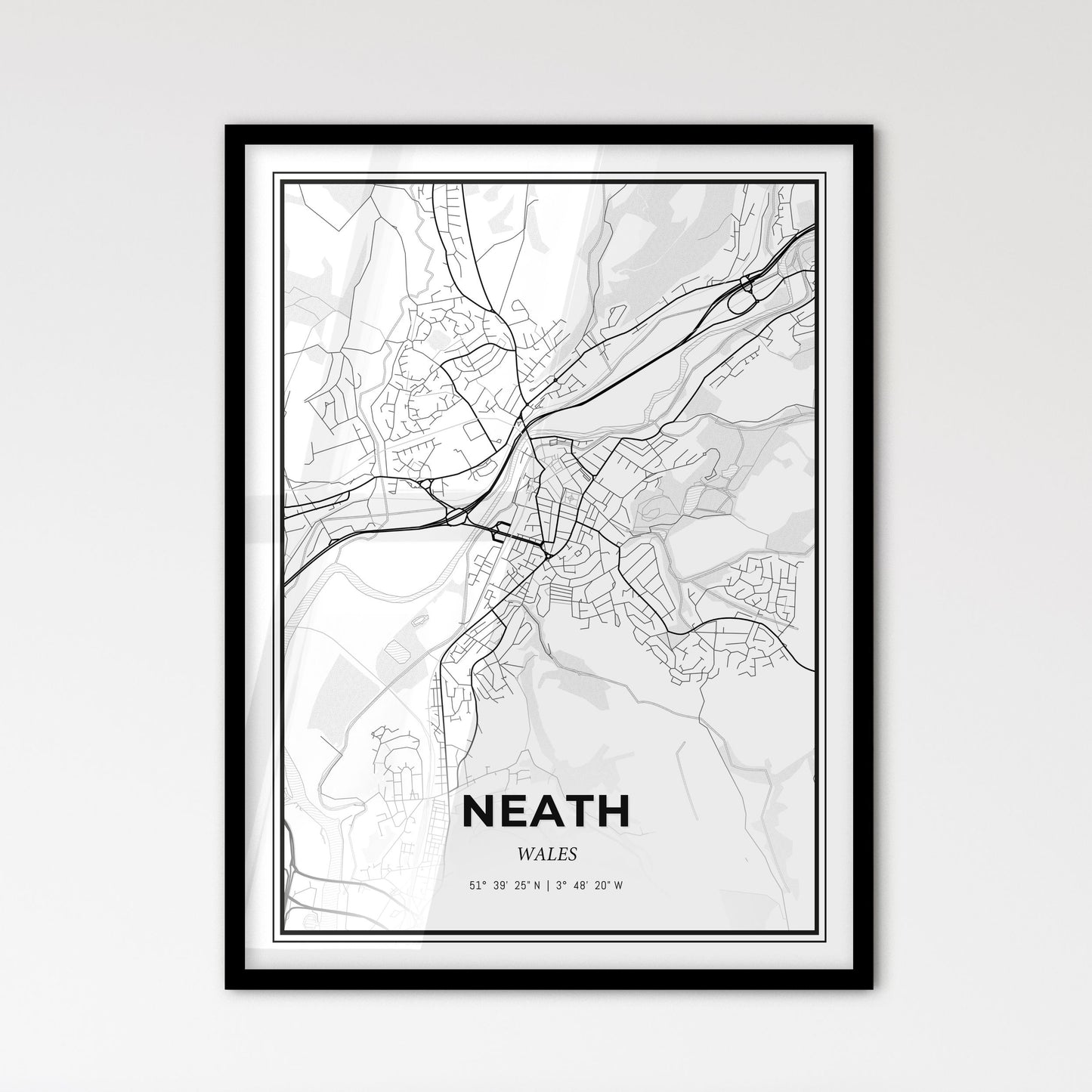 Neath Wales - Scandinavian Style City Map for Modern Home Decor