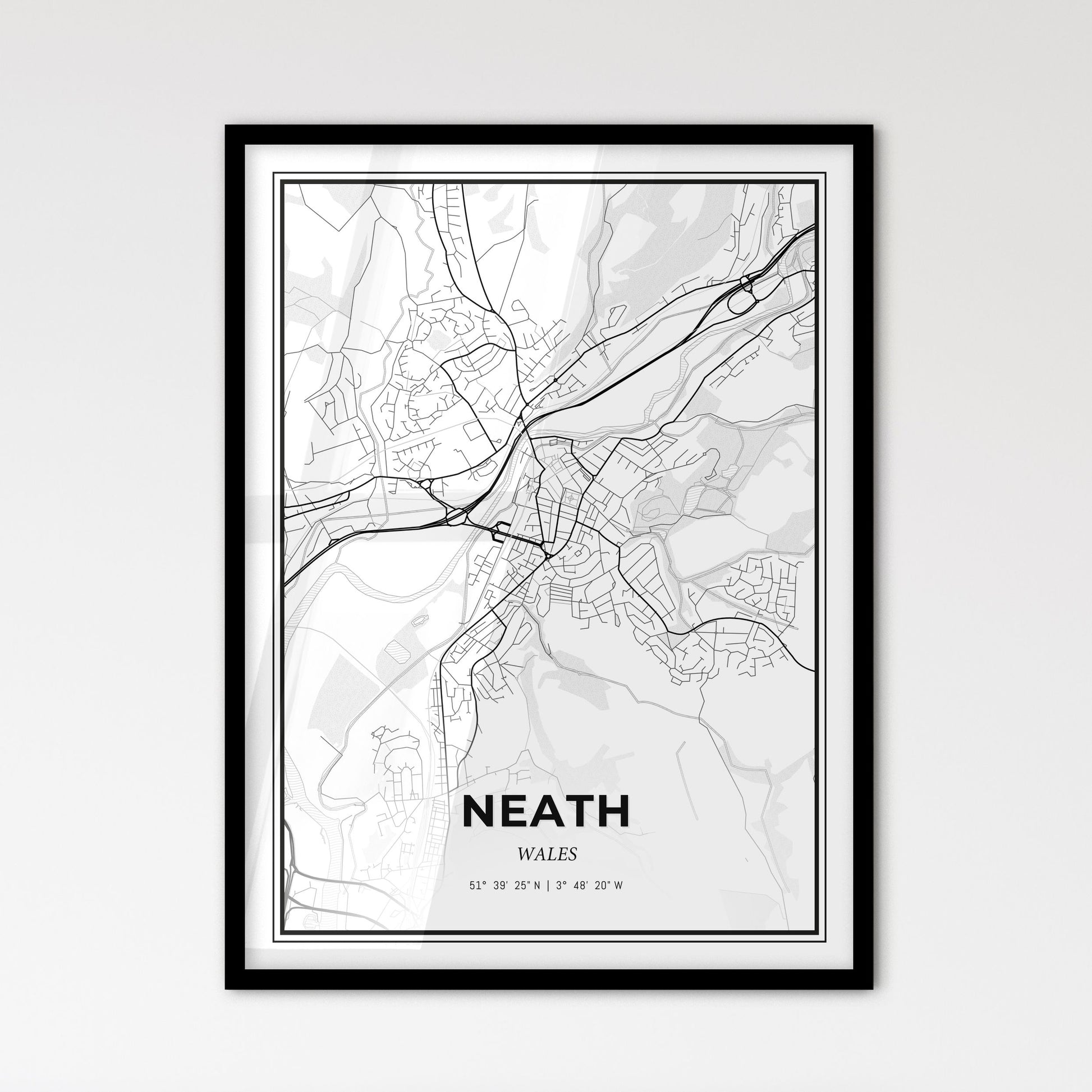 Neath Wales - Scandinavian Style City Map for Modern Home Decor