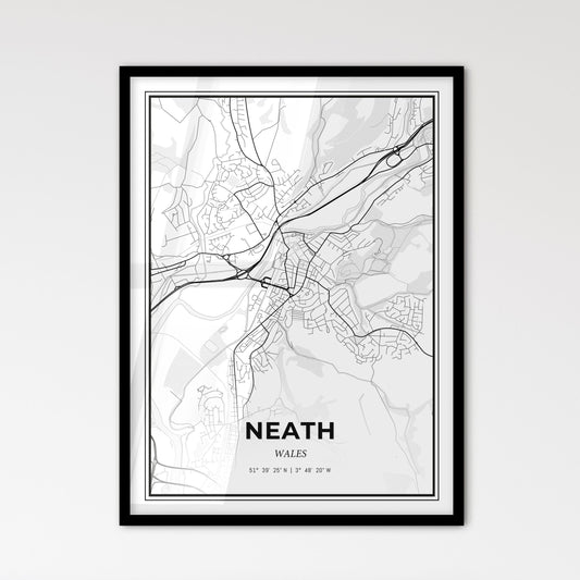 Neath Wales - Scandinavian Style City Map for Modern Home Decor