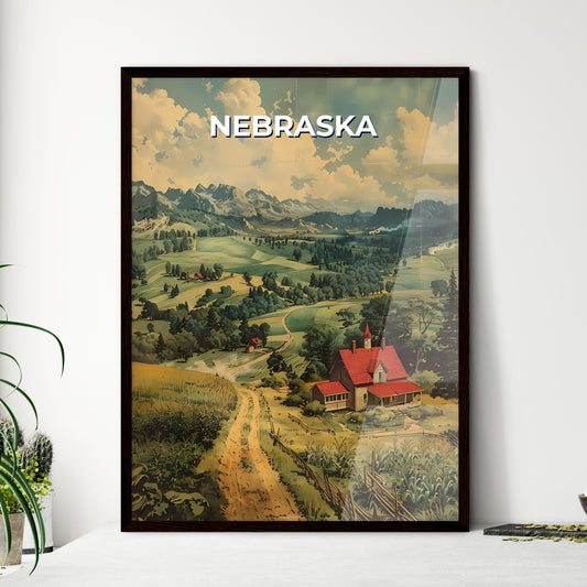 Vibrant Painting of a House Nestled in a Valley, Nebraska, USA - Art