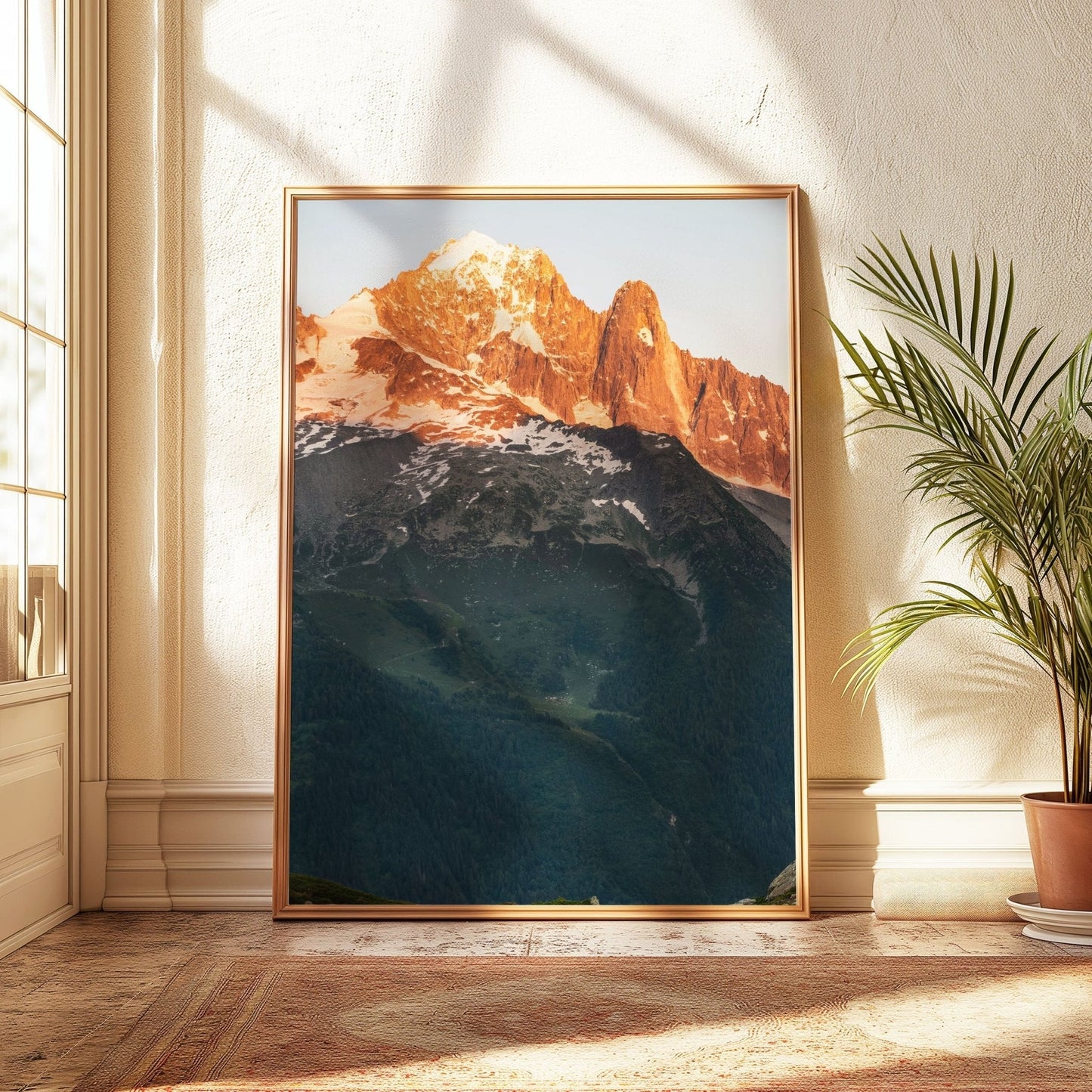 Chamonix Alps Sunset Triptych - Aiguille Verte, Mer de Glace & Grandes Jorasses Wall Art