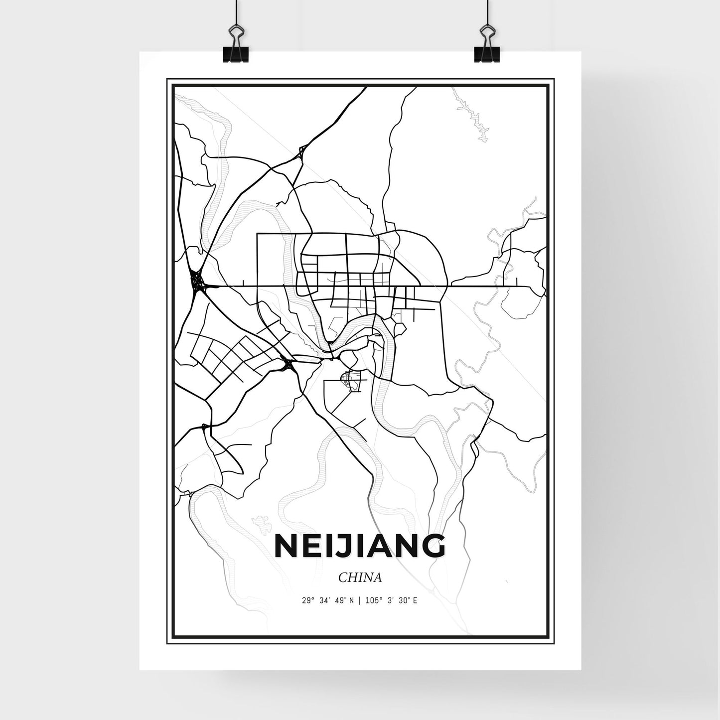 Neijiang China - Premium City Map Poster