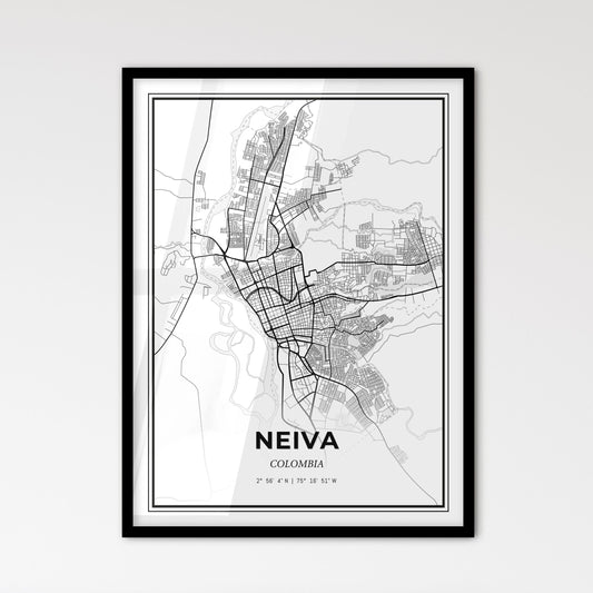 Neiva Colombia - Scandinavian Style City Map for Modern Home Decor