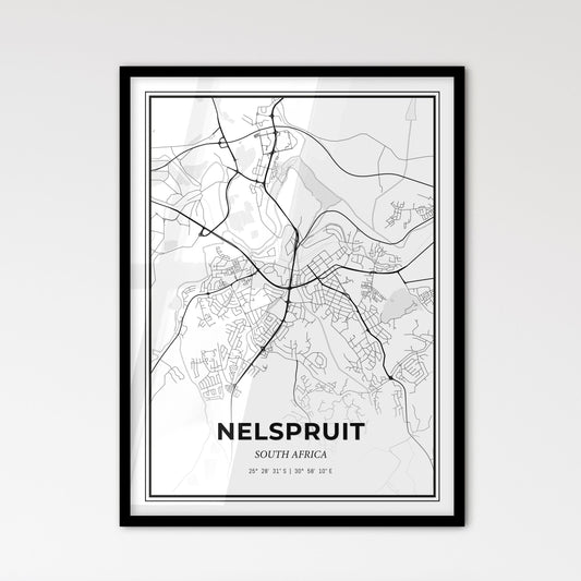 Nelspruit South Africa - Scandinavian Style City Map for Modern Home Decor
