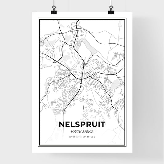 Nelspruit South Africa - Premium City Map Poster
