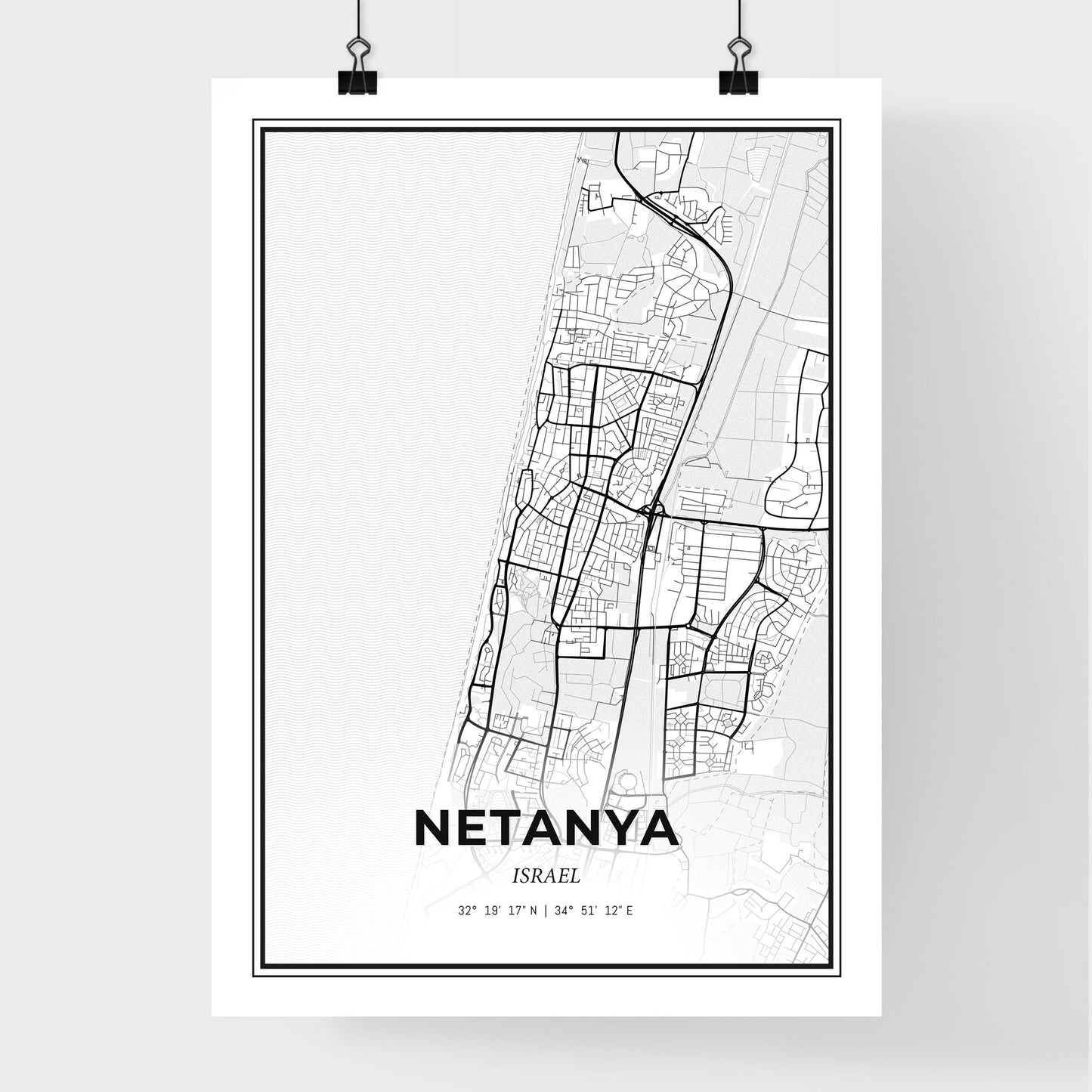 Netanya Israel - Premium City Map Poster